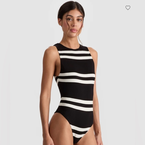 Alice + Olivia Tops - Alice + Olivia Rothy Bodysuit, Paddleboard Stripe Black/Ecru